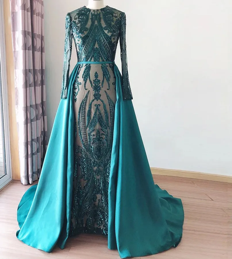 Elegant One Shoulder Evening Gown with Detachable Skirt