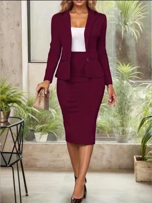 Elegant Womens Blazer and Pencil Skirt Set - By Lustmia