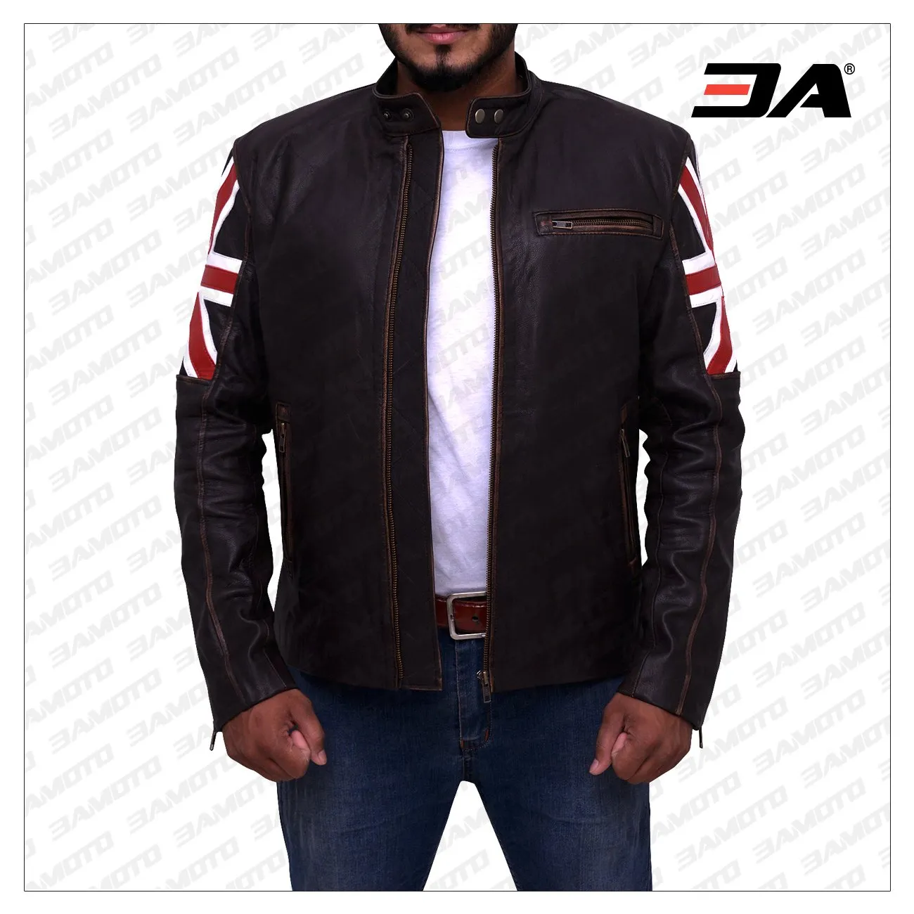 England Flag Biker Leather Jacket