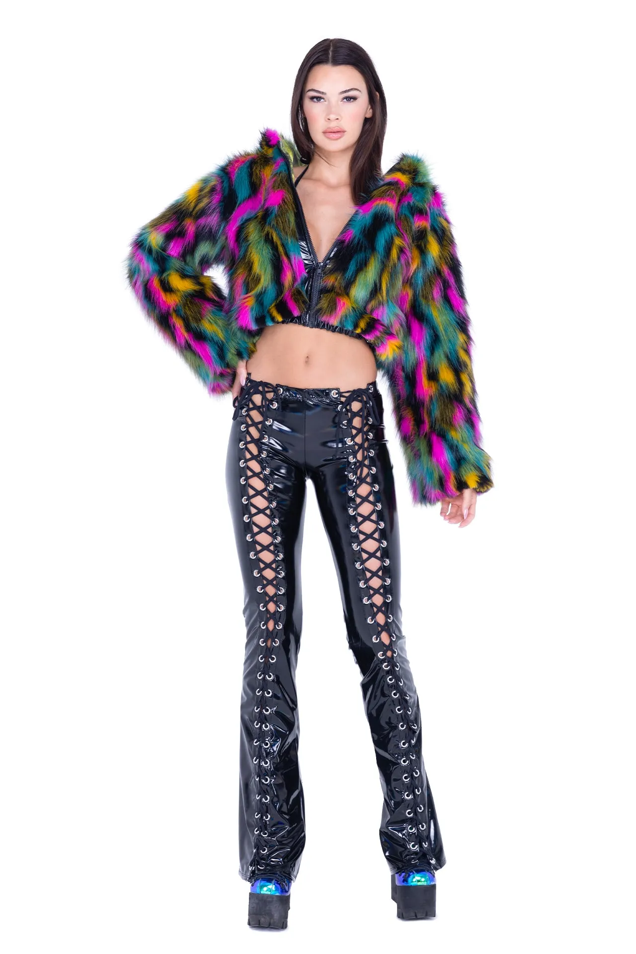 FE295 - Cropped Hooded Fur Jacket***20% OFF