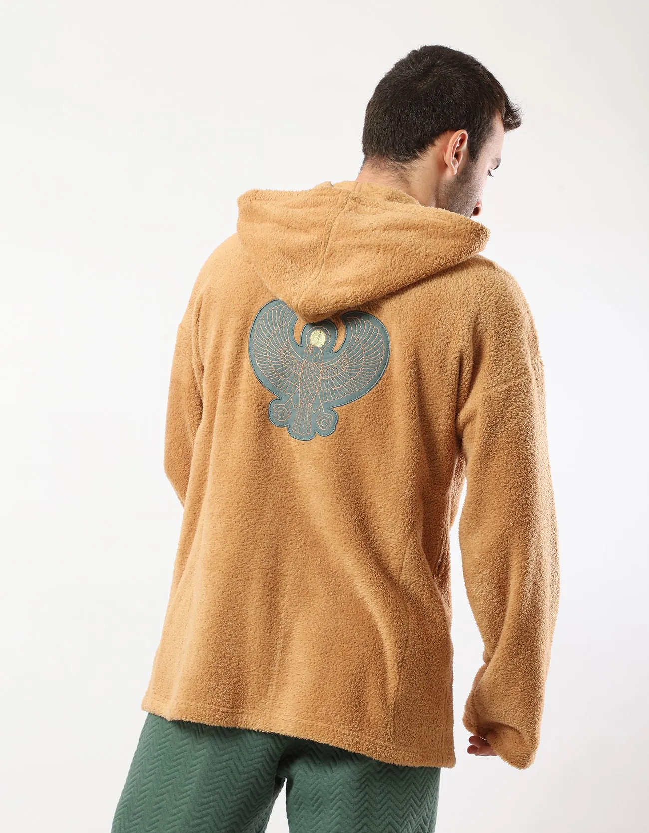 Fur embroidered hooded jacket