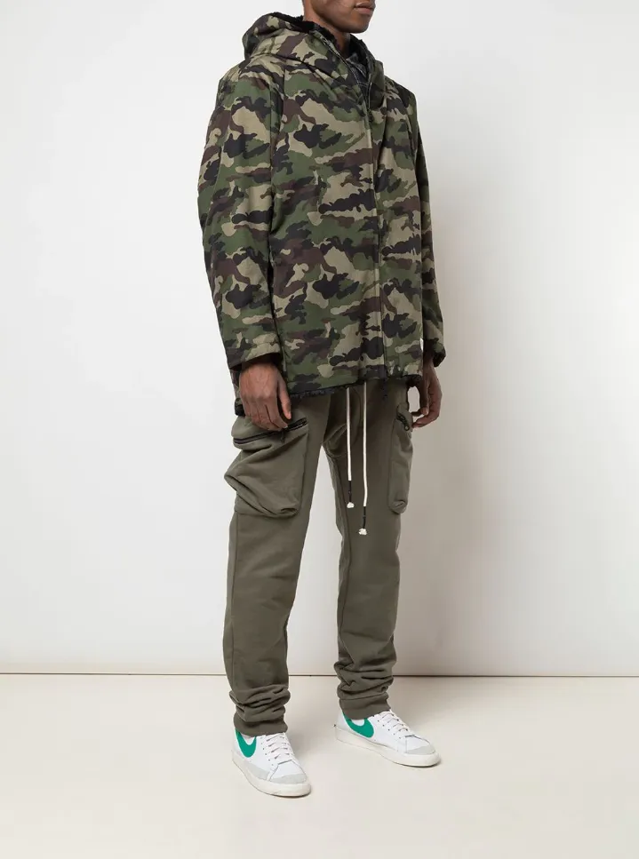 FUR LINED HOODED JACKET JUNGLE CAMO