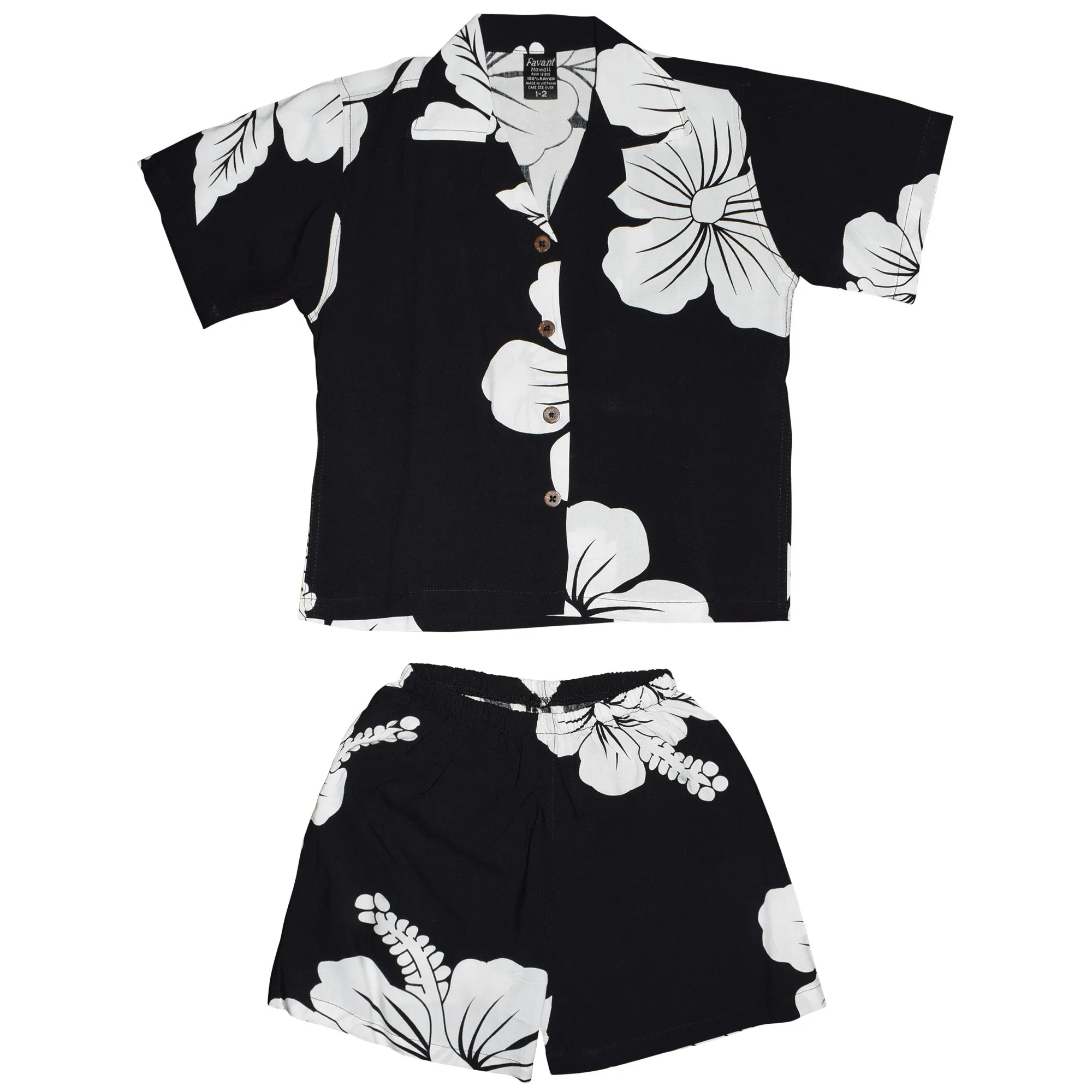 Hibiscus Boy's Cabana Set Aloha Shirt & Short (Rayon)