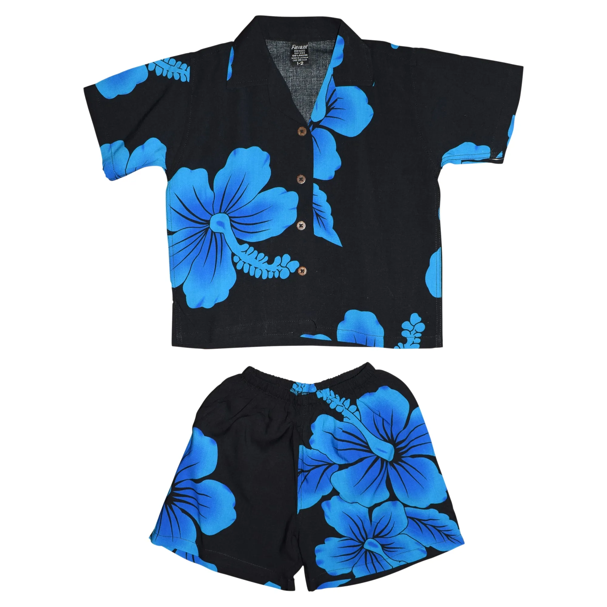 Hibiscus Boy's Cabana Set Aloha Shirt & Short (Rayon)