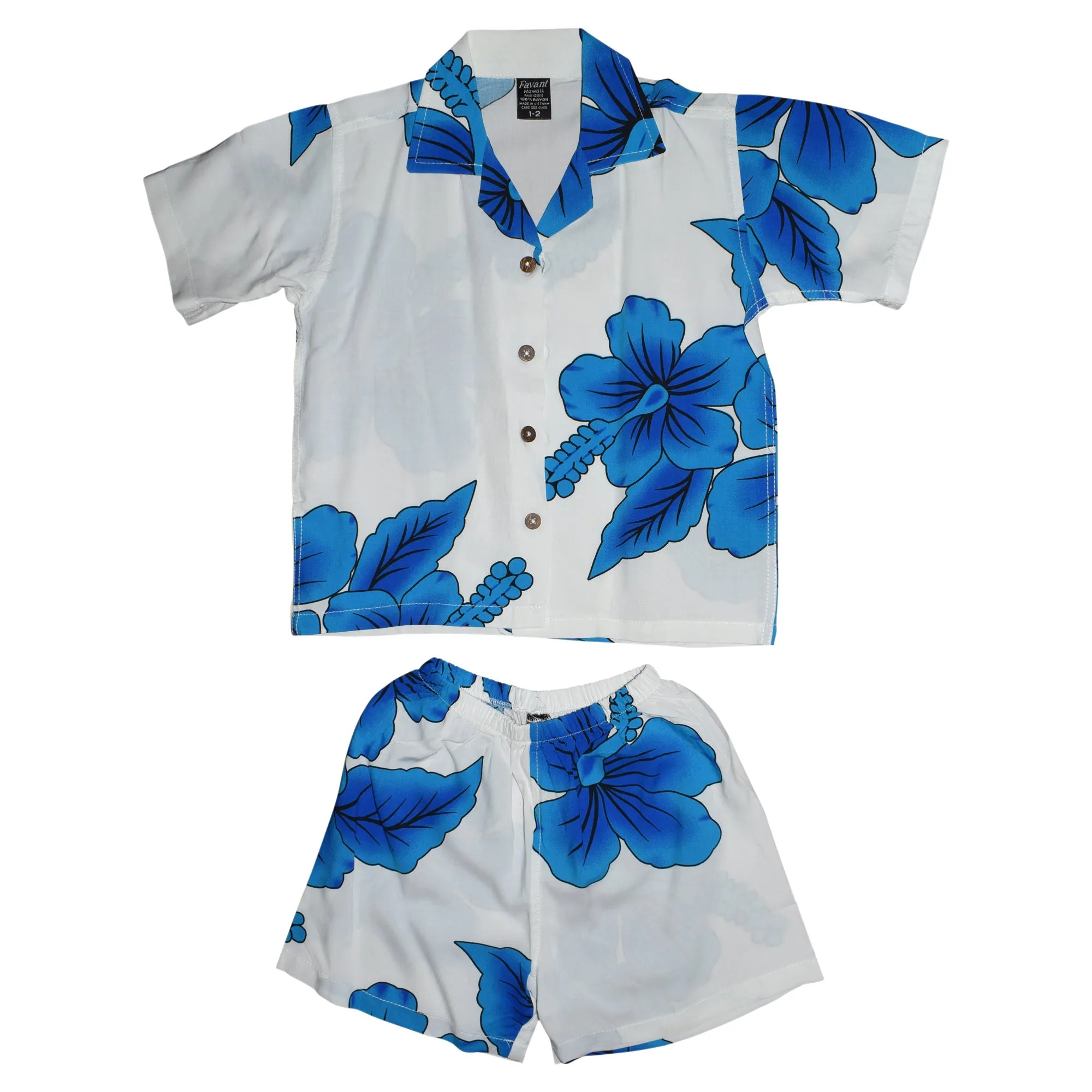 Hibiscus Boy's Cabana Set Aloha Shirt & Short (Rayon)