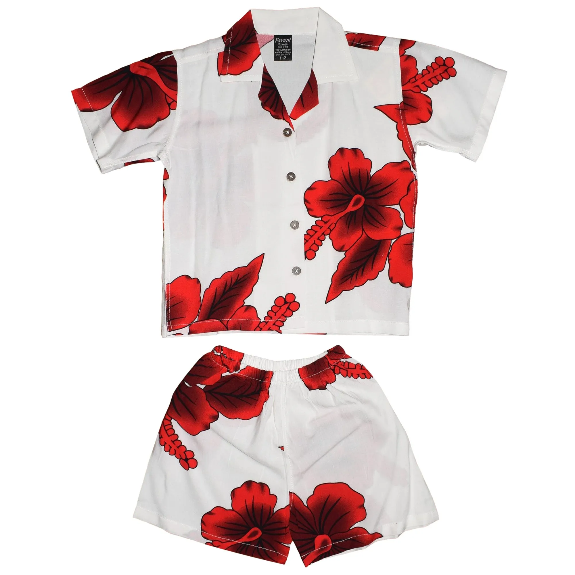 Hibiscus Boy's Cabana Set Aloha Shirt & Short (Rayon)