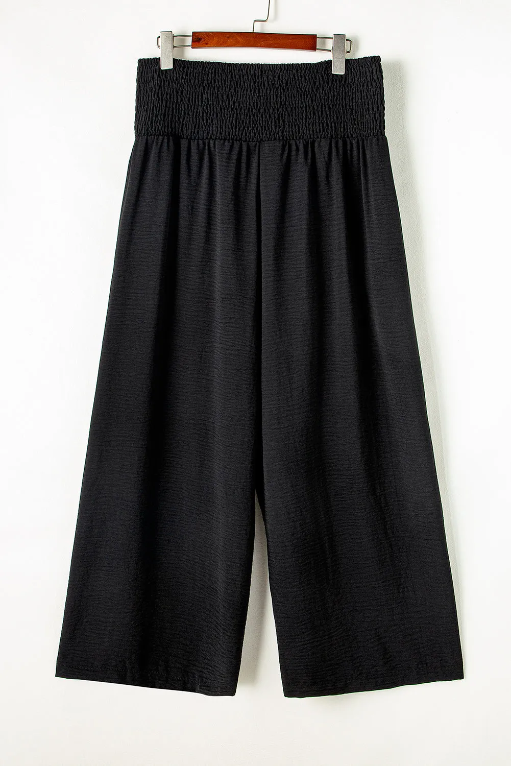 High Rise Wide Leg Black Casual Pants