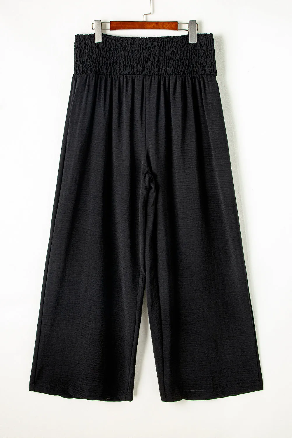 High Rise Wide Leg Black Casual Pants