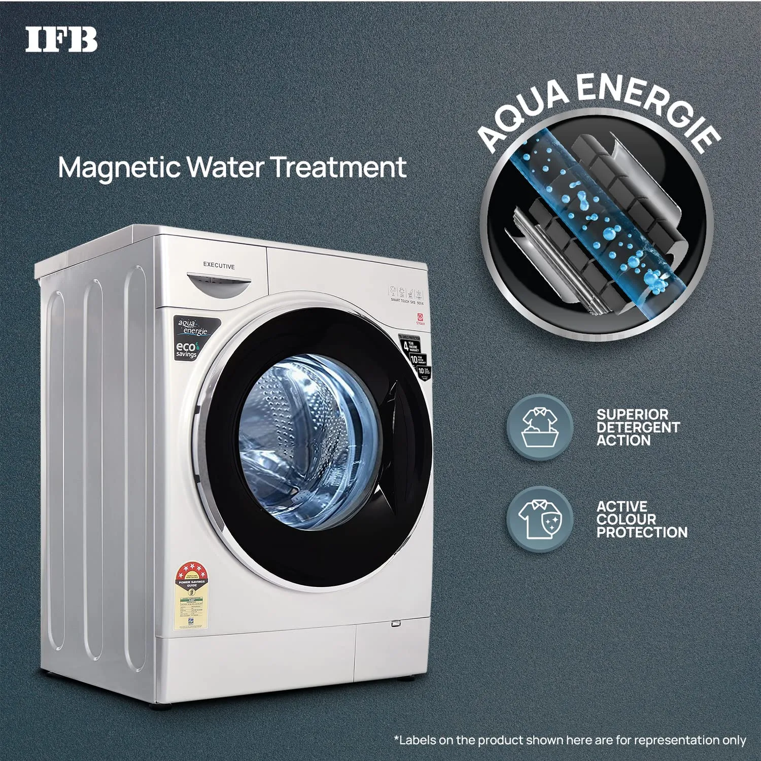 IFB EXECUTIVE SMART TOUCH SXS, Silver 9 Kg 5 Star Front Load Washing Machine 2X Power Steam ( Bubble Wash, 4 years Comprehensive Warranty)