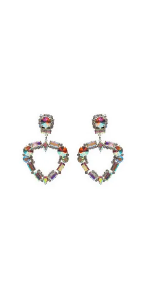 Iridescent Double Rhinestone Duster Earrings