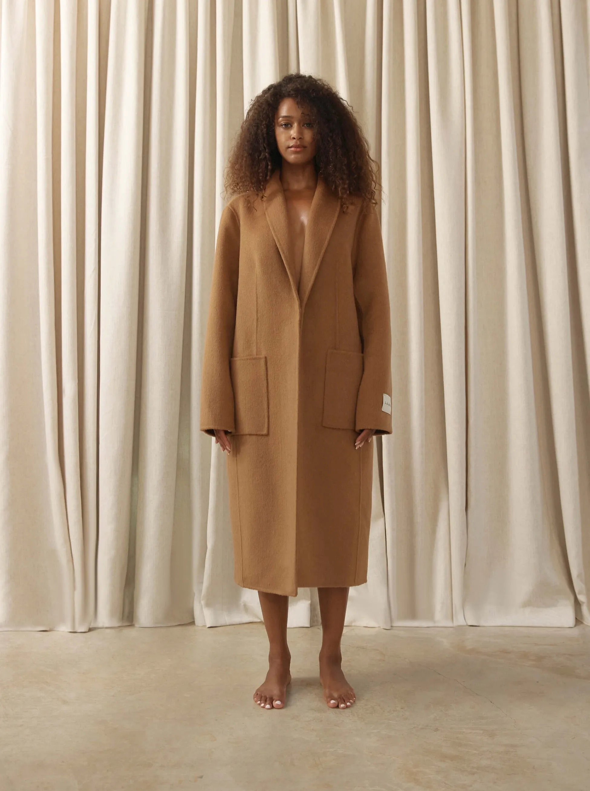 ‘JESSE’ WOOL BLEND OVERCOAT CAMEL