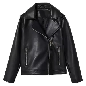 Kids Black Leather Biker Jacket