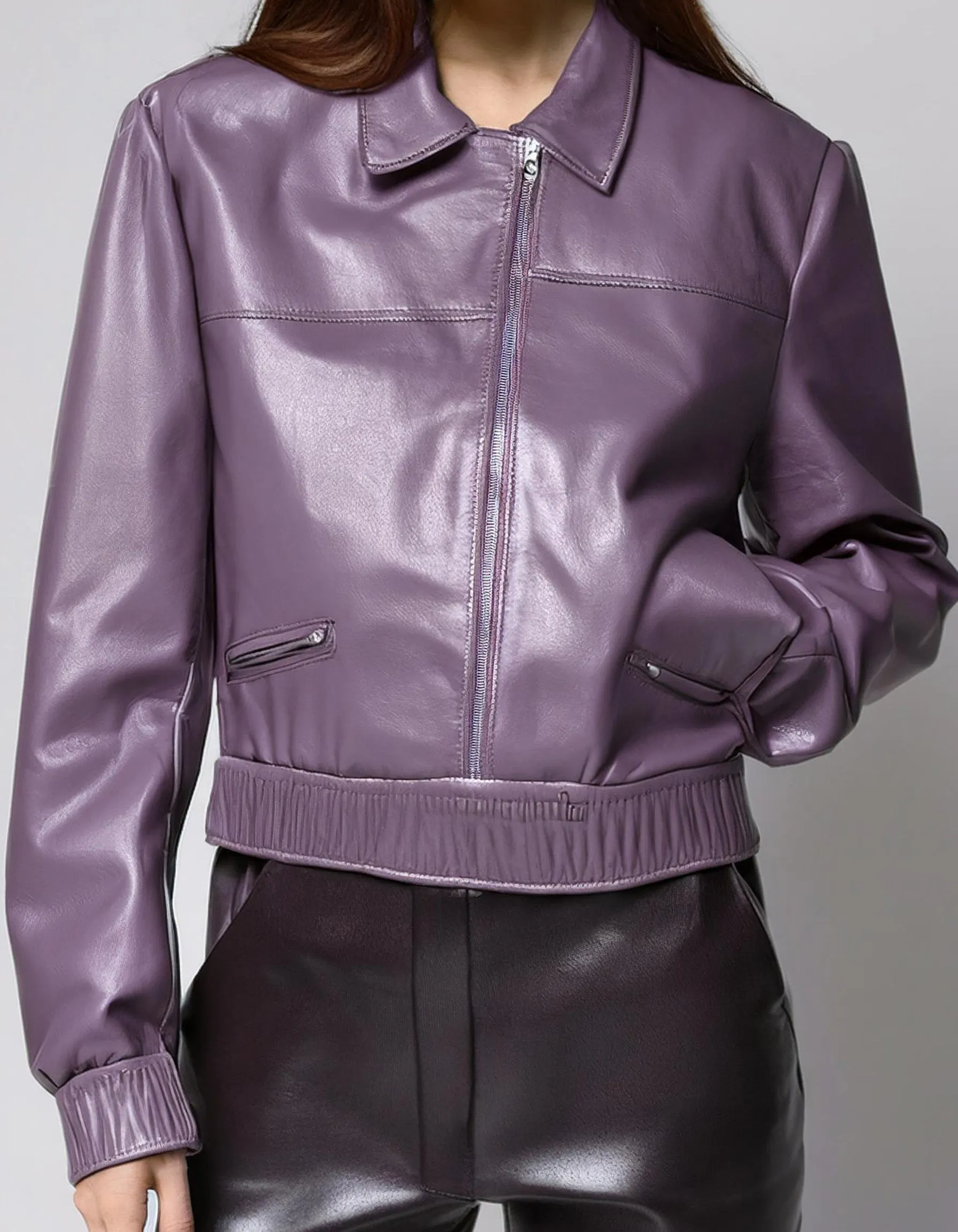 Lilac Biker Leather Jacket