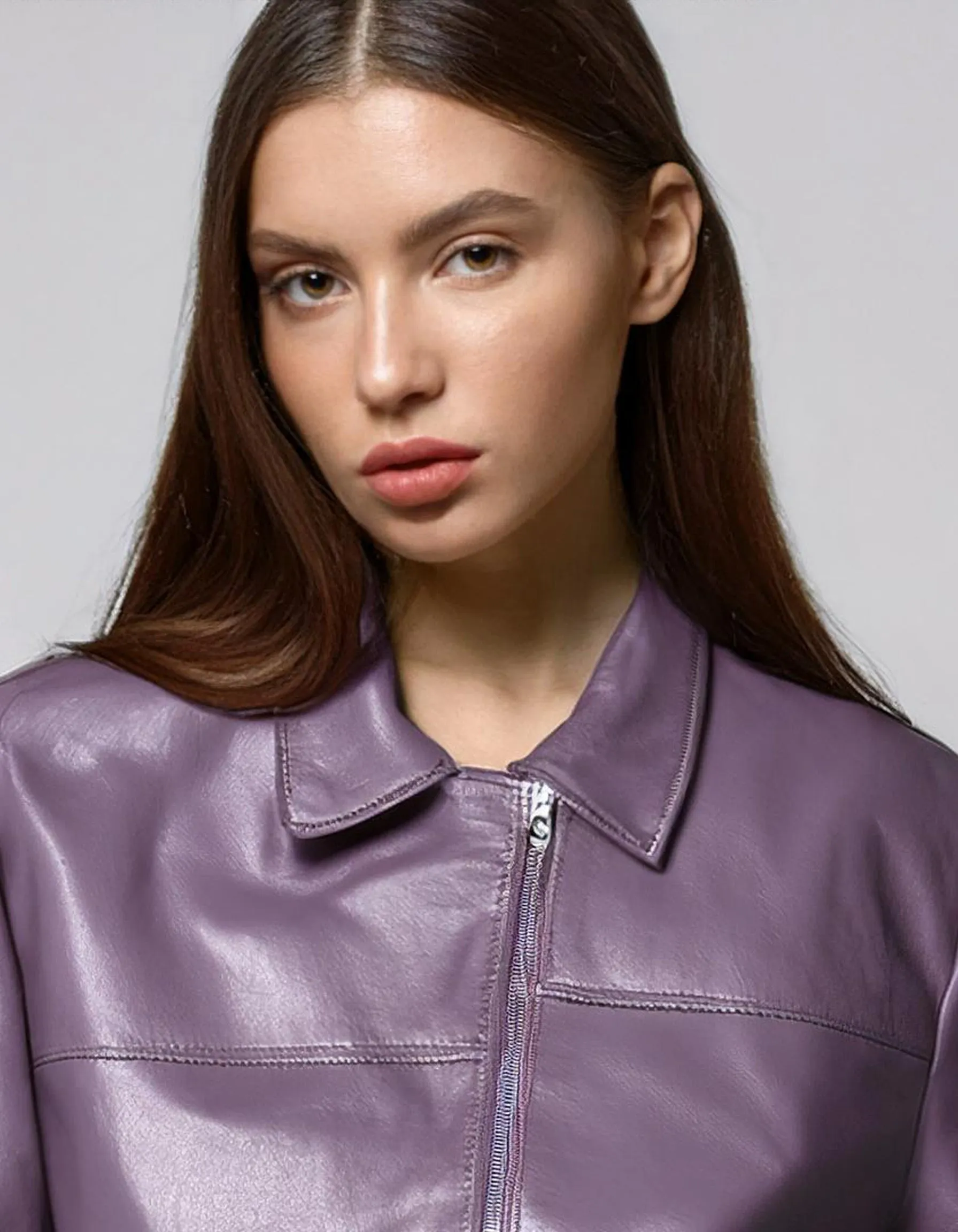 Lilac Biker Leather Jacket