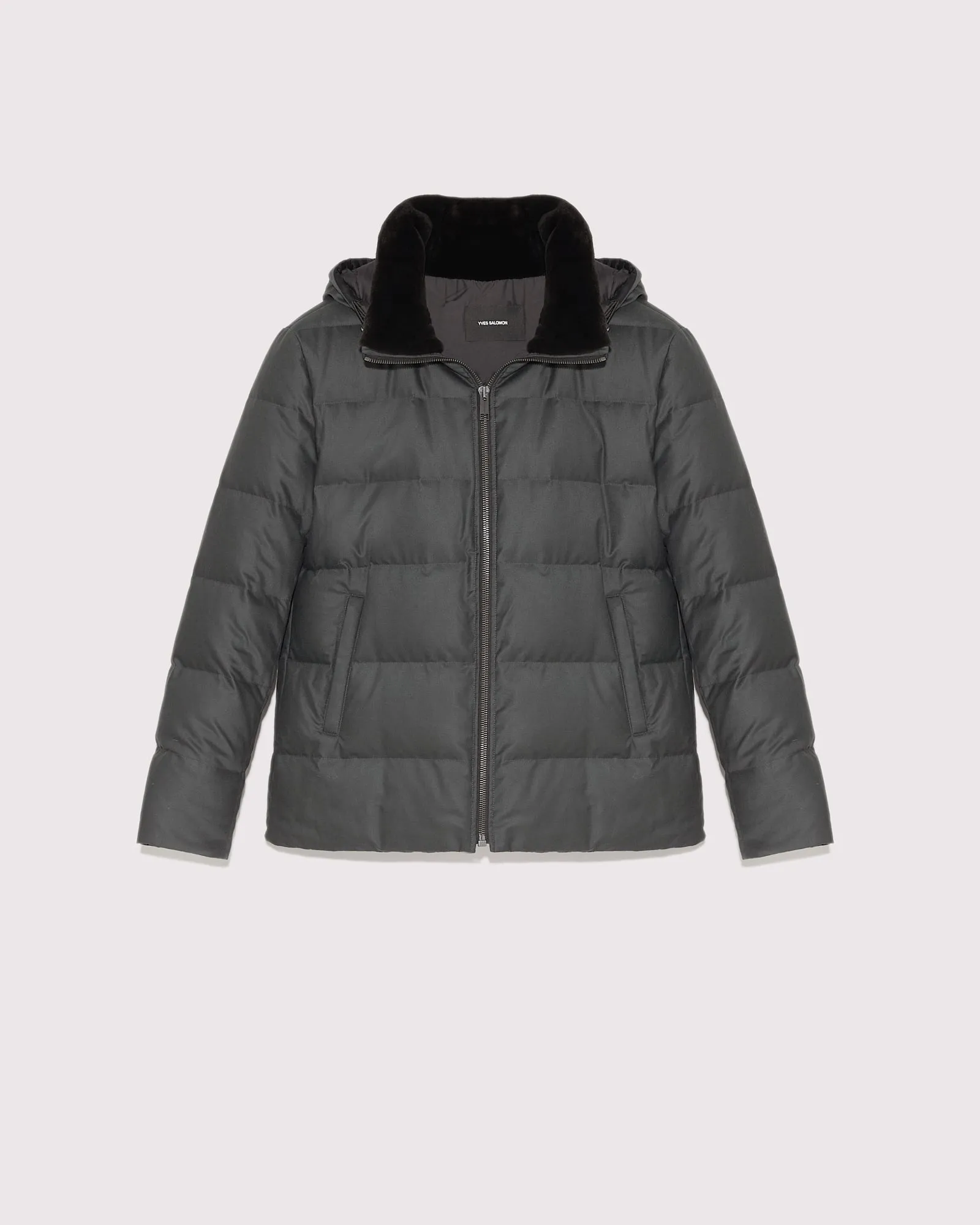 Loro Piana Fabric Short Down Jacket With Dehaired Mink Inside Collar