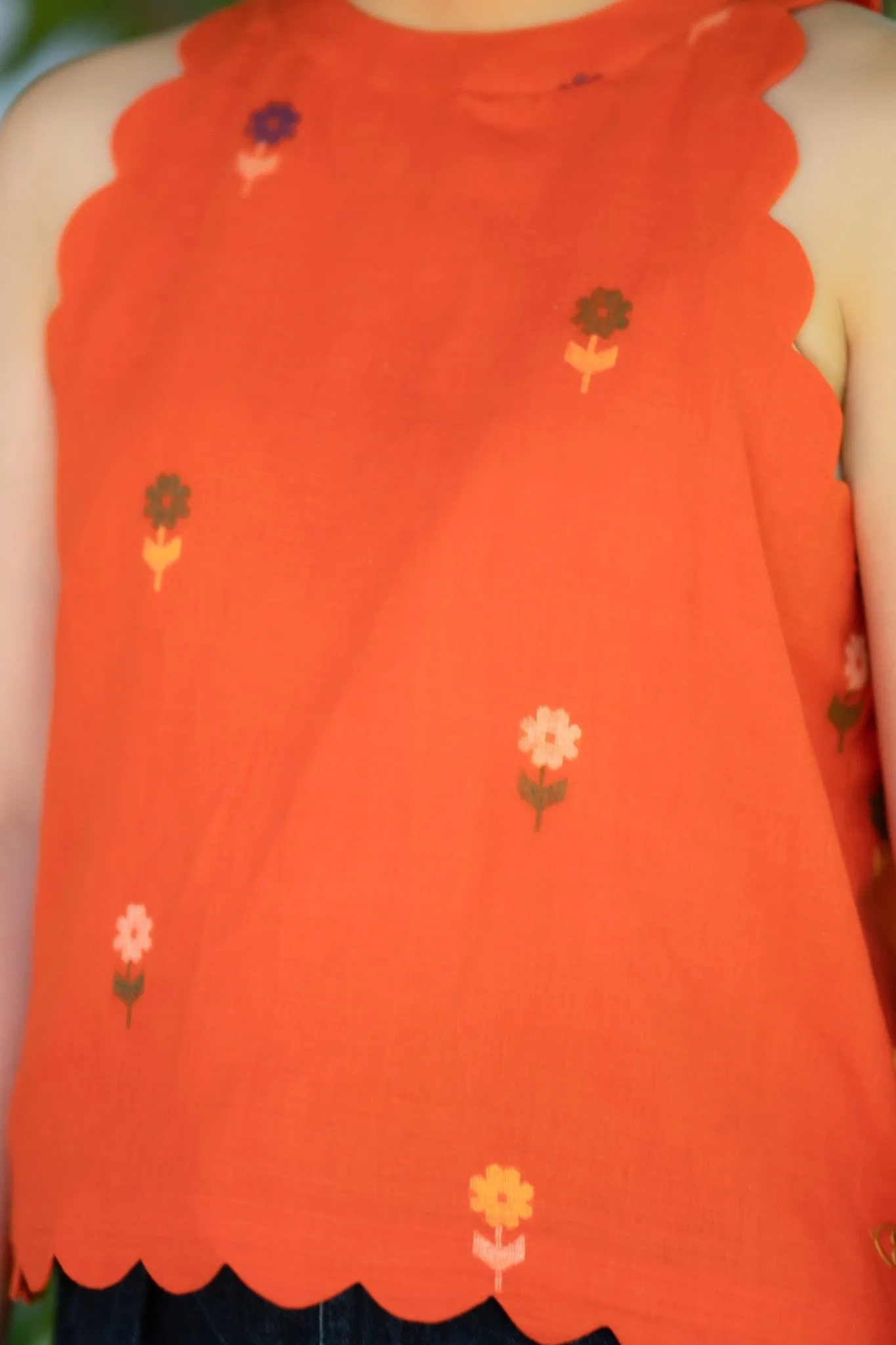 Madrid - Orange Jamdani Crop Top