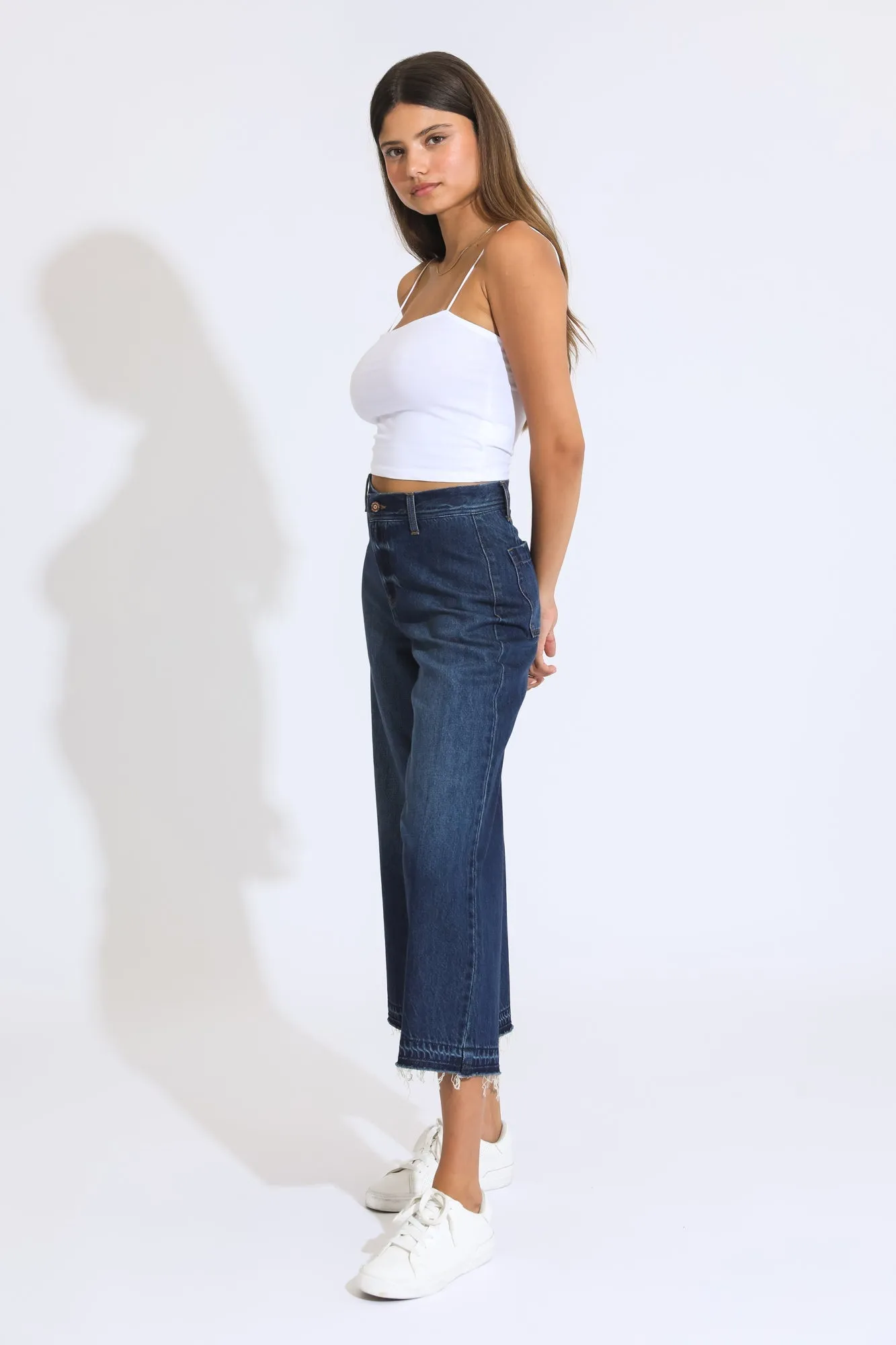 Marina Wide Leg Crop Pants - Vintage Indigo