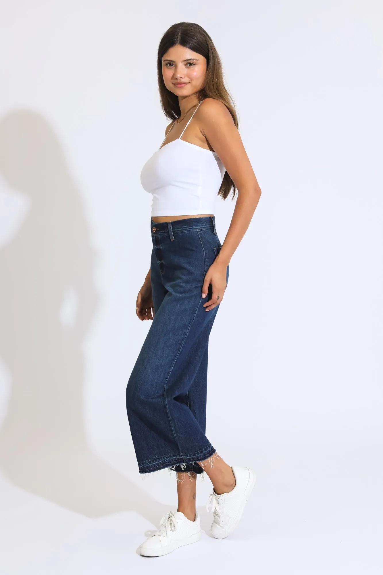 Marina Wide Leg Crop Pants - Vintage Indigo