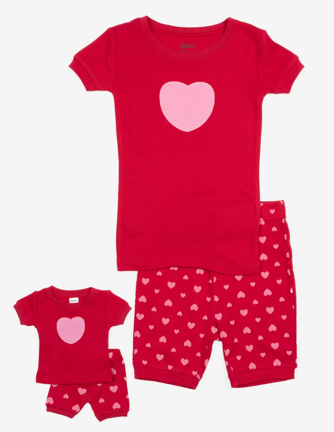 Matching Girl and Doll Short Hearts Pajamas