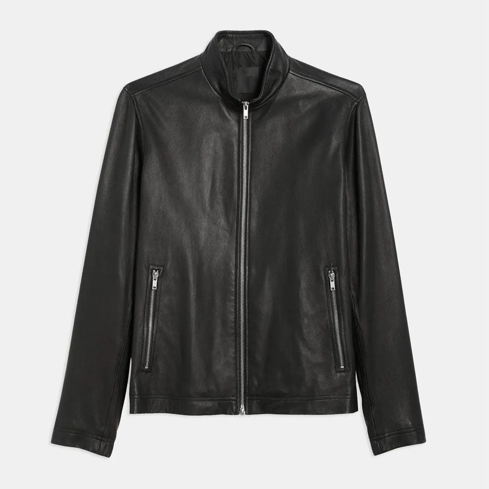 Men's Black Lambskin Biker Jacket