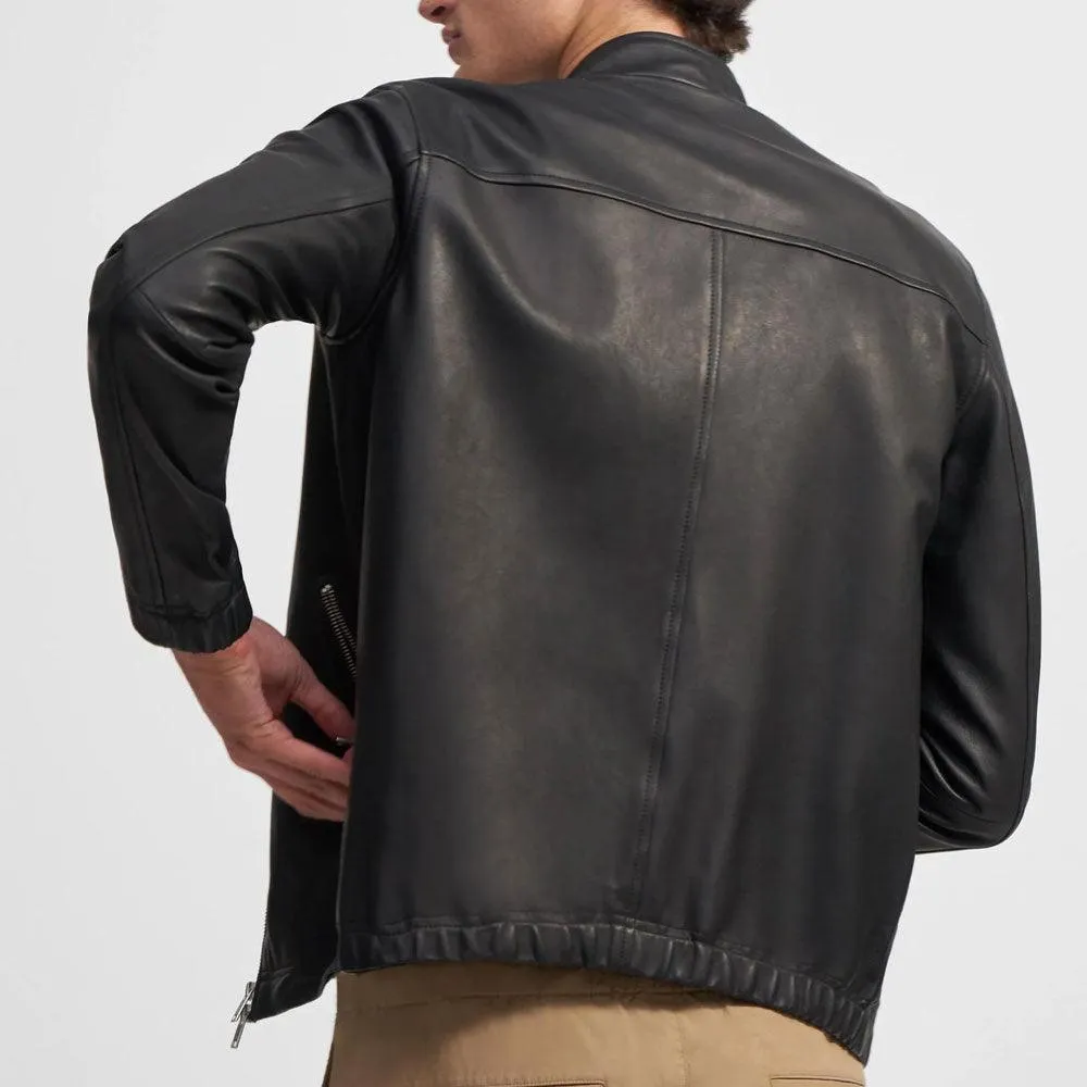 Men's Black Lambskin Biker Jacket