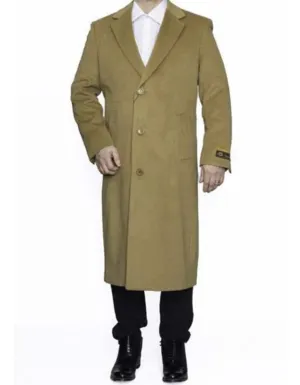 Mens Overcoat - Topcoat For Men - Winter Fabric - Overcoat Long men's Dress Topcoat - Winter coat 4XL 5XL 6XL Camel Big and Tall Large Man ~ Plus Size Three Button