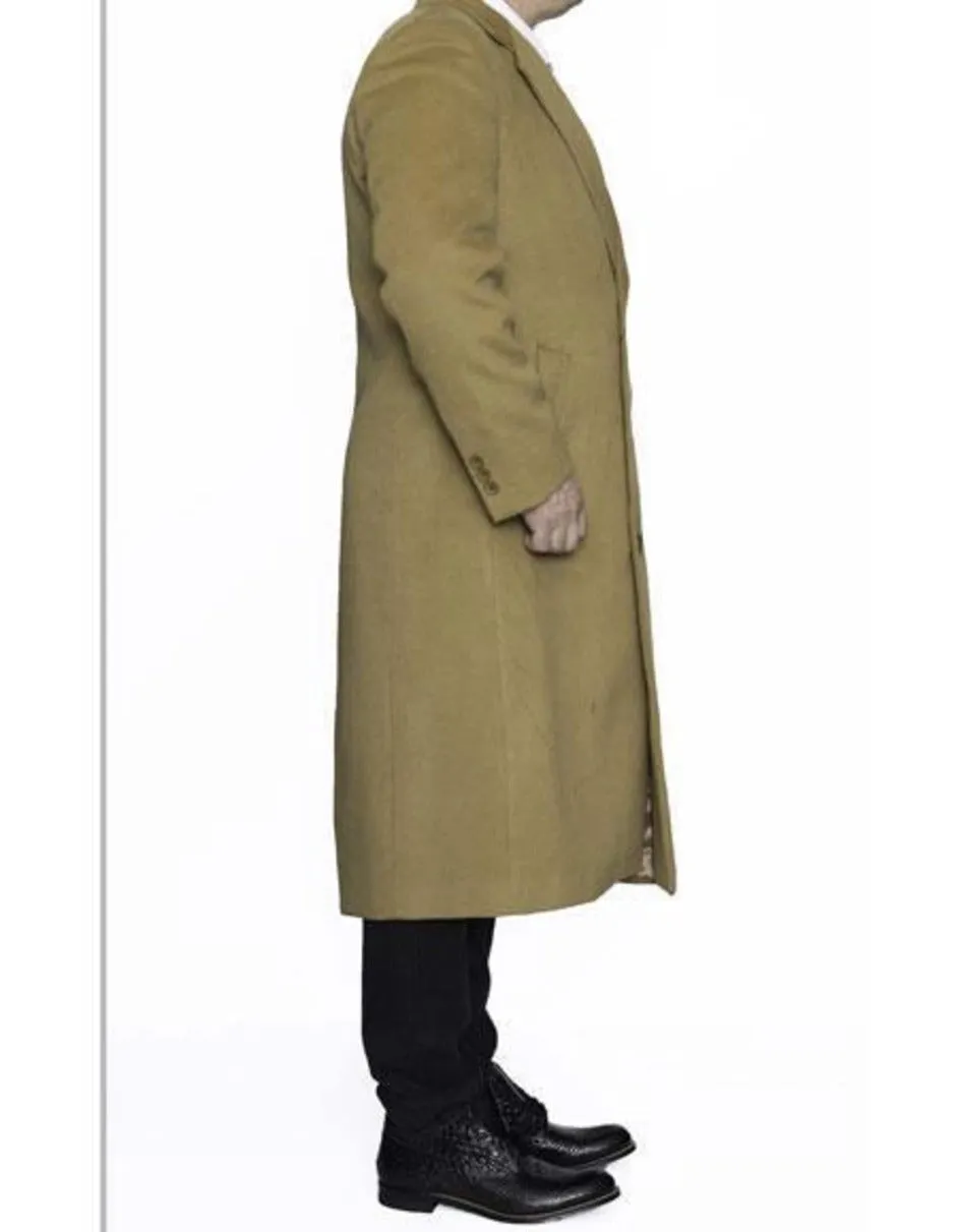 Mens Overcoat - Topcoat For Men - Winter Fabric - Overcoat Long men's Dress Topcoat - Winter coat 4XL 5XL 6XL Camel Big and Tall Large Man ~ Plus Size Three Button