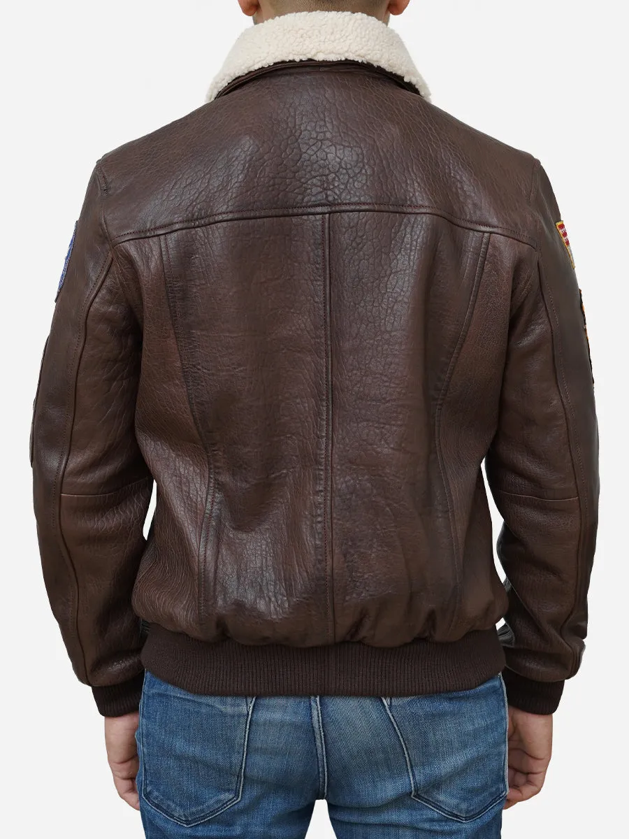 Men's Walnut Brown Leather Flight Bomber Jacket