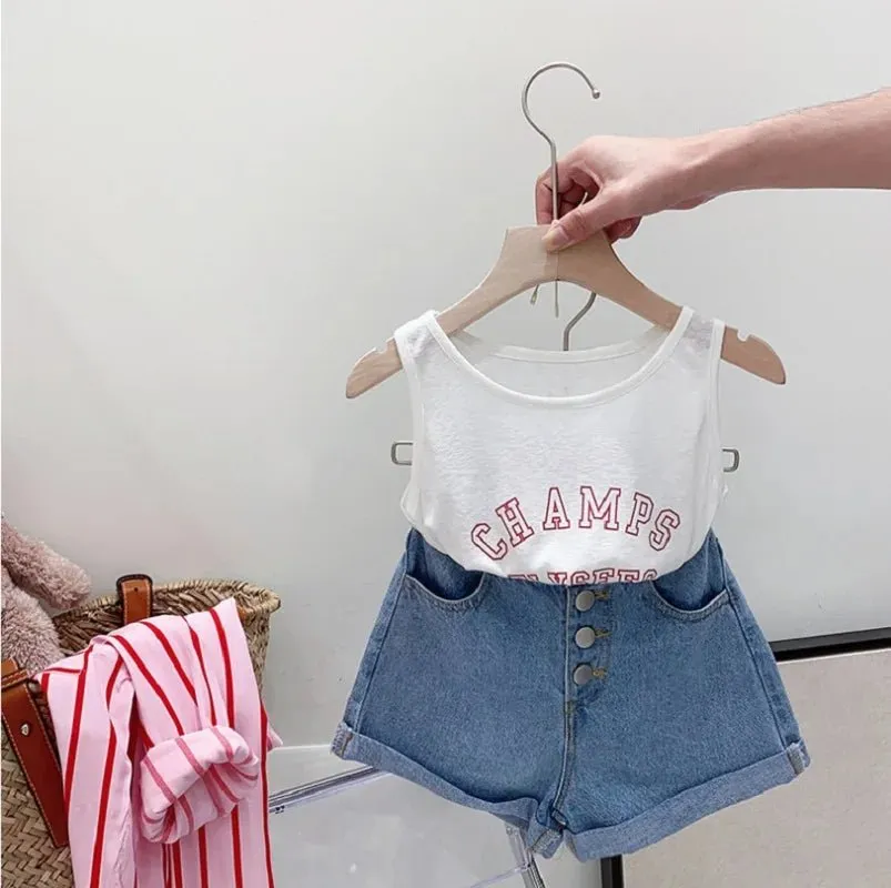 Mini Mix: Stripe Shirt, Vest & Jeans Shorts