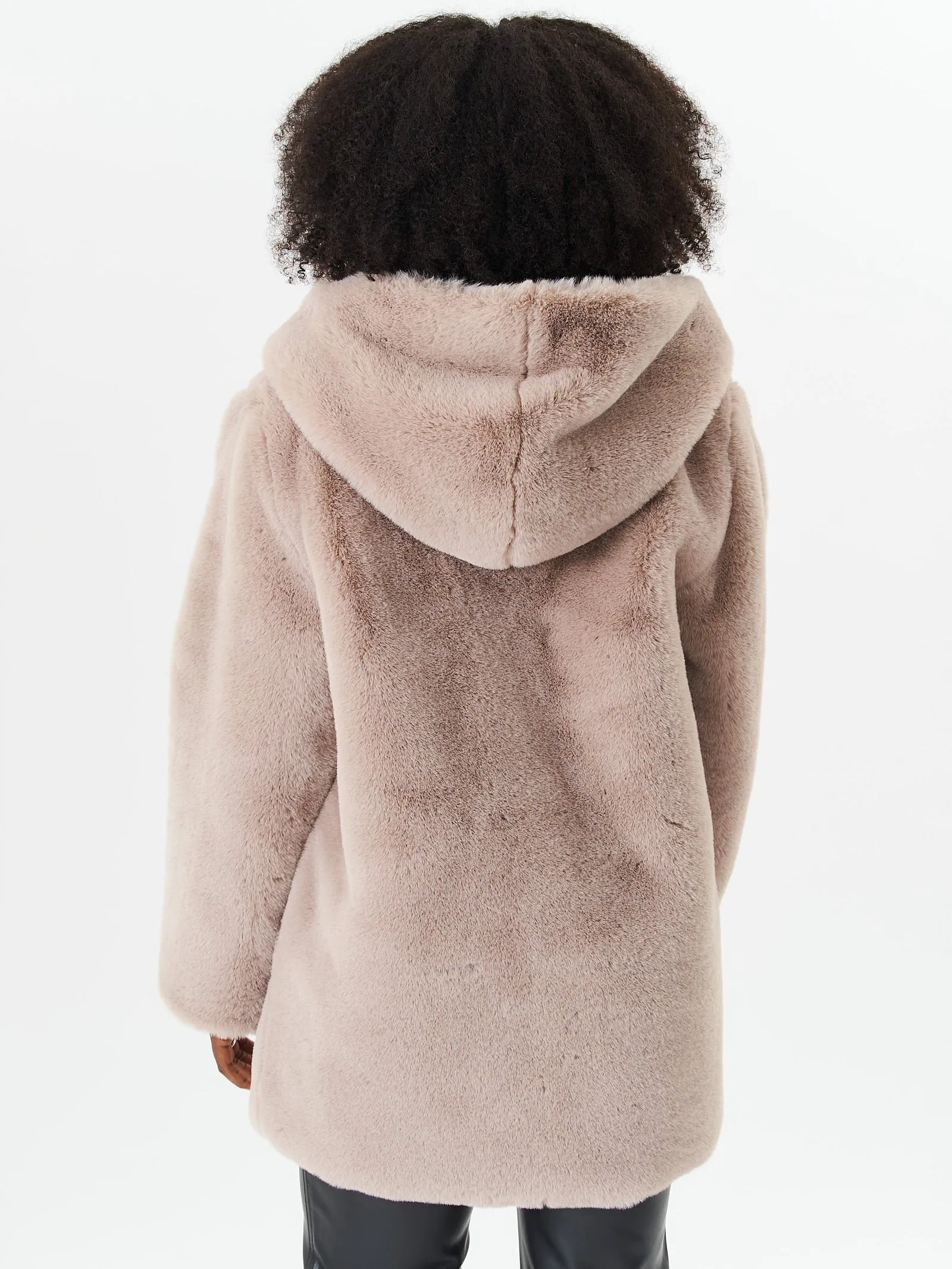 Mink Hooded Long Sleeve Faux Fur Jacket