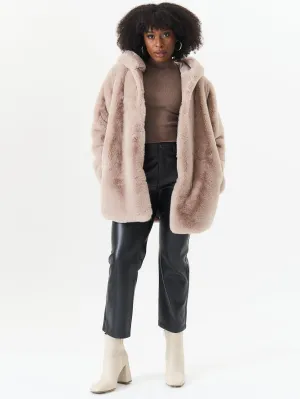 Mink Hooded Long Sleeve Faux Fur Jacket