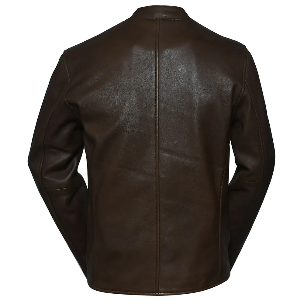 Motorcycle Mens Clan Racer Brown Leather Jacket