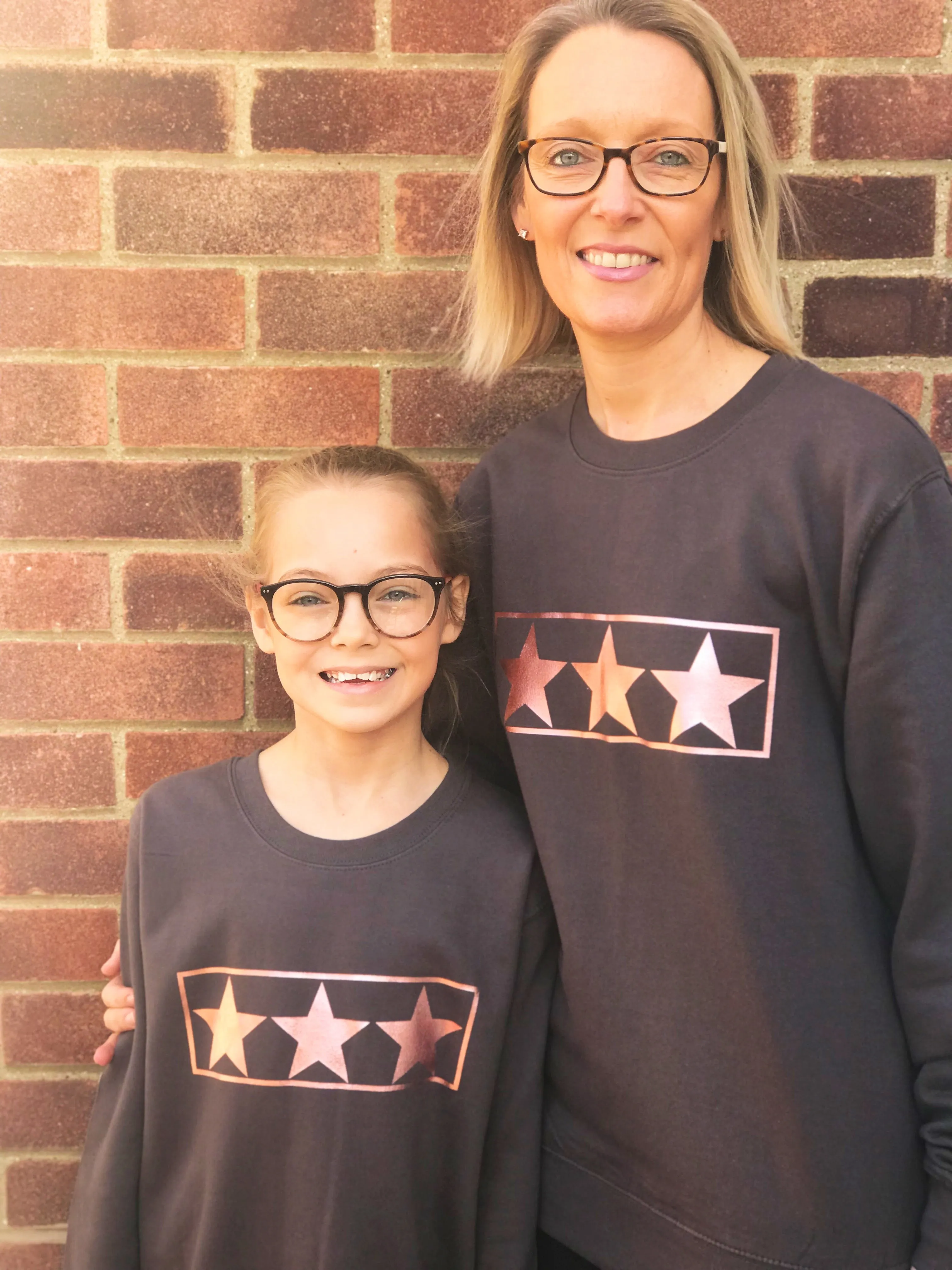 Mummy and Me Rose Gold LOVE HEART  Design GIFT SET  Long Sleeve Sweatshirts - Charcoal Grey or Black