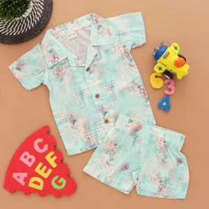 Nature's Charm: Boys' Shirt and Shorts Set with Floral Design