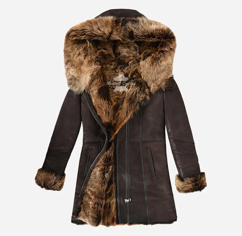 Novi Women's Montana Toscana Coat 3/4 Length Toscana Coat Brown