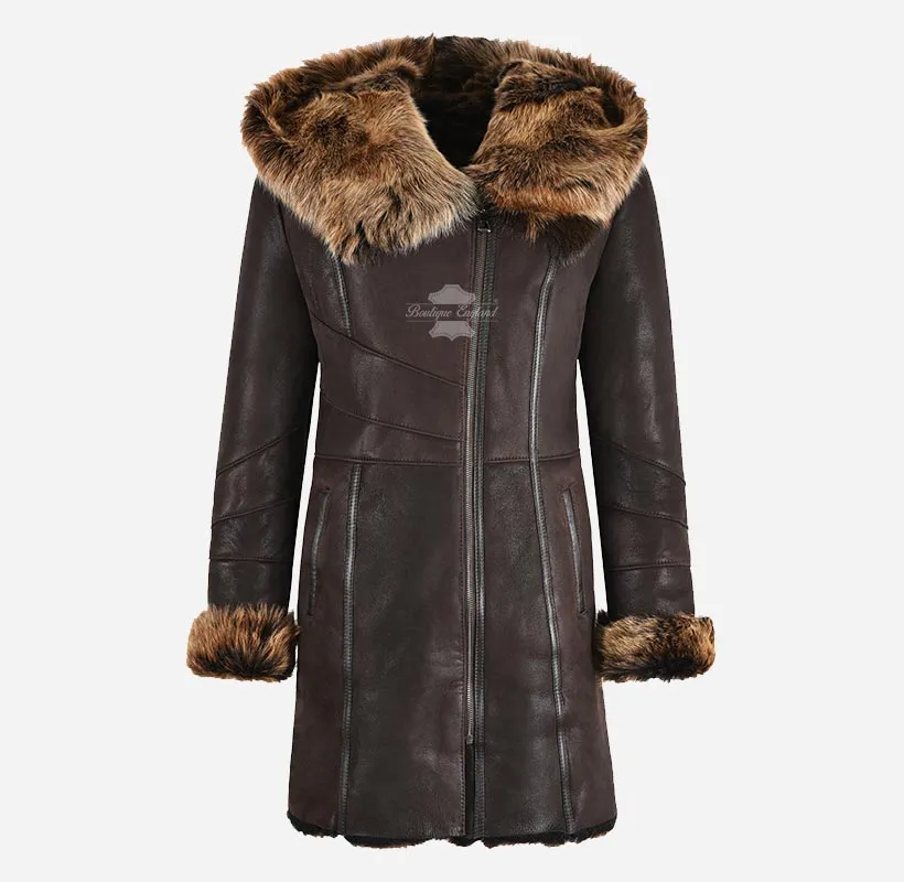 Novi Women's Montana Toscana Coat 3/4 Length Toscana Coat Brown