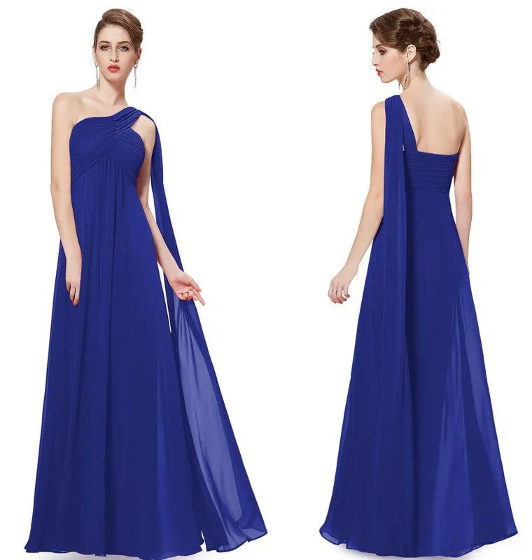 One Shoulder Chiffon Bridesmaids dress  At Bling Brides Bouquet Online Bridal Store