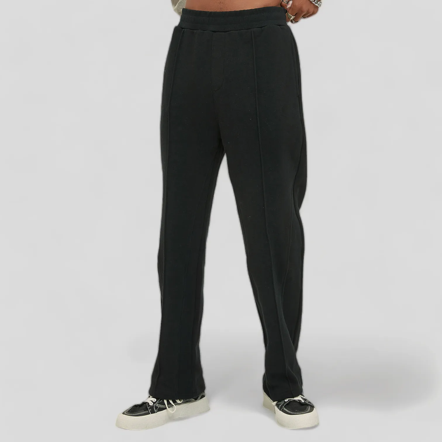 Relaxed fit pin tuck flare joggers