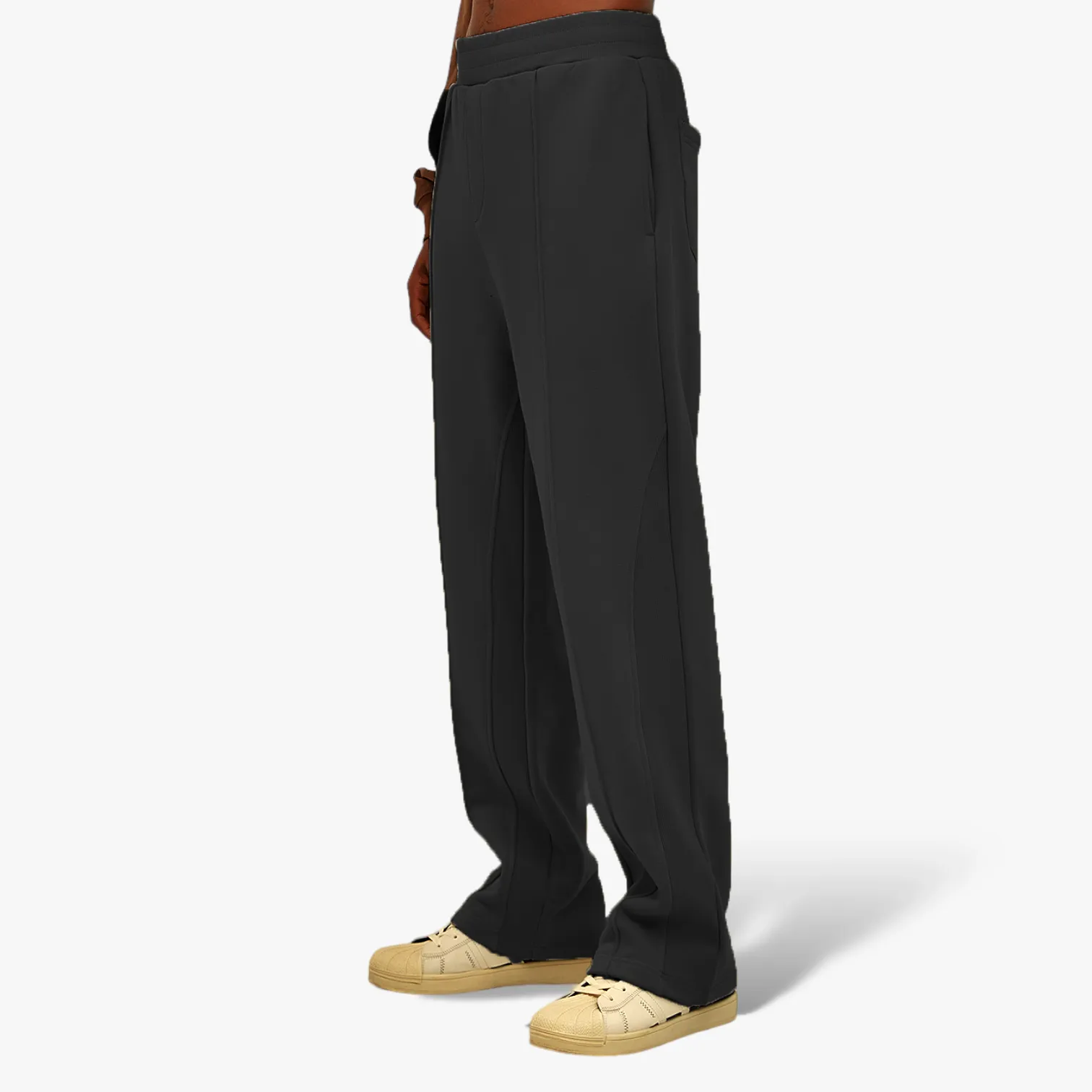 Relaxed fit pin tuck flare joggers