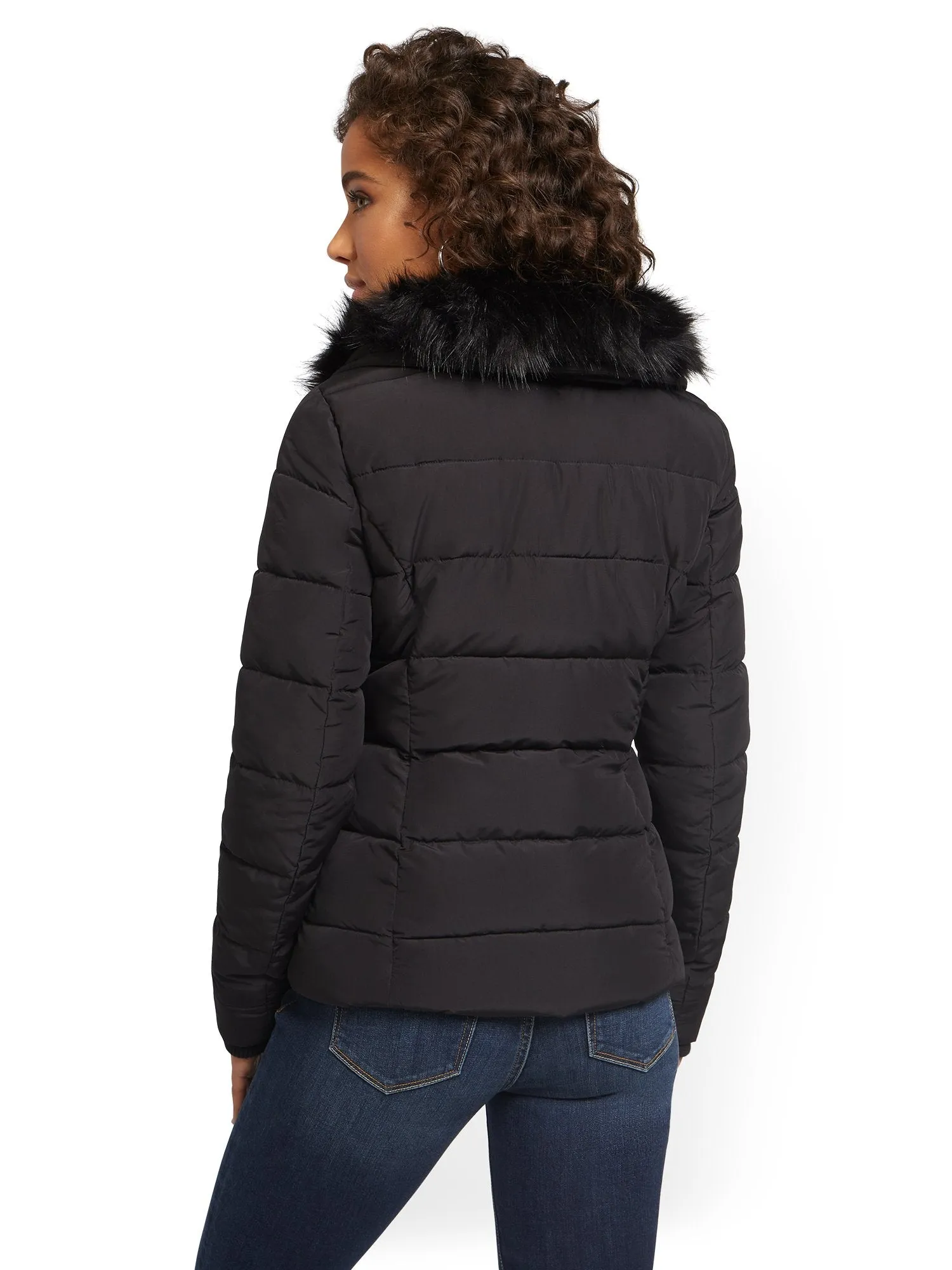 REPREVE® Faux-Fur Hooded Puffer Jacket