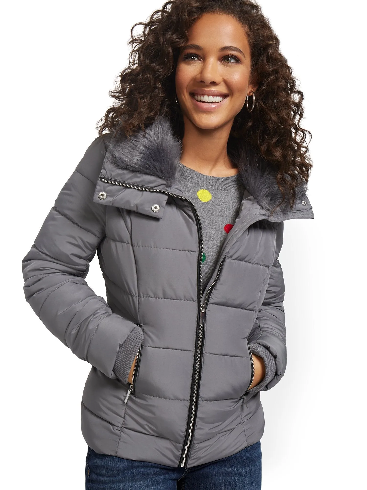 REPREVE® Faux-Fur Hooded Puffer Jacket