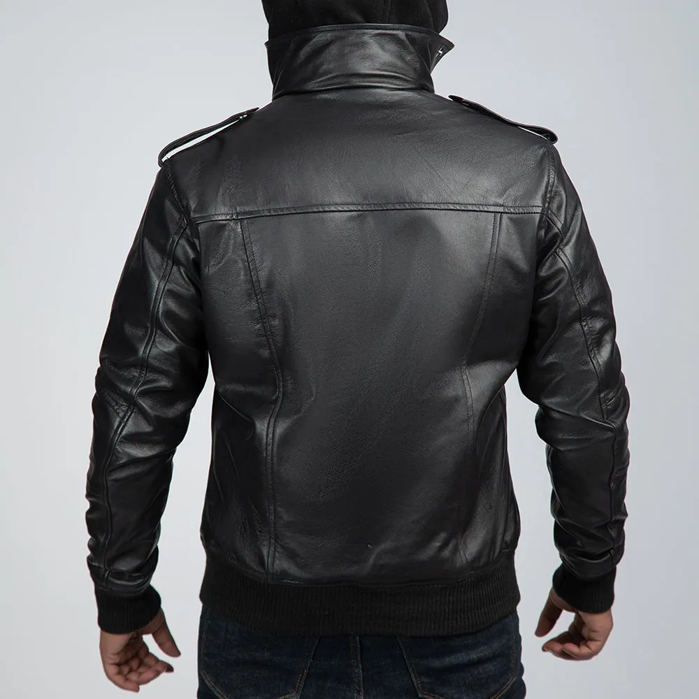 Samuel Leather Biker Jacket With Detachable Hood