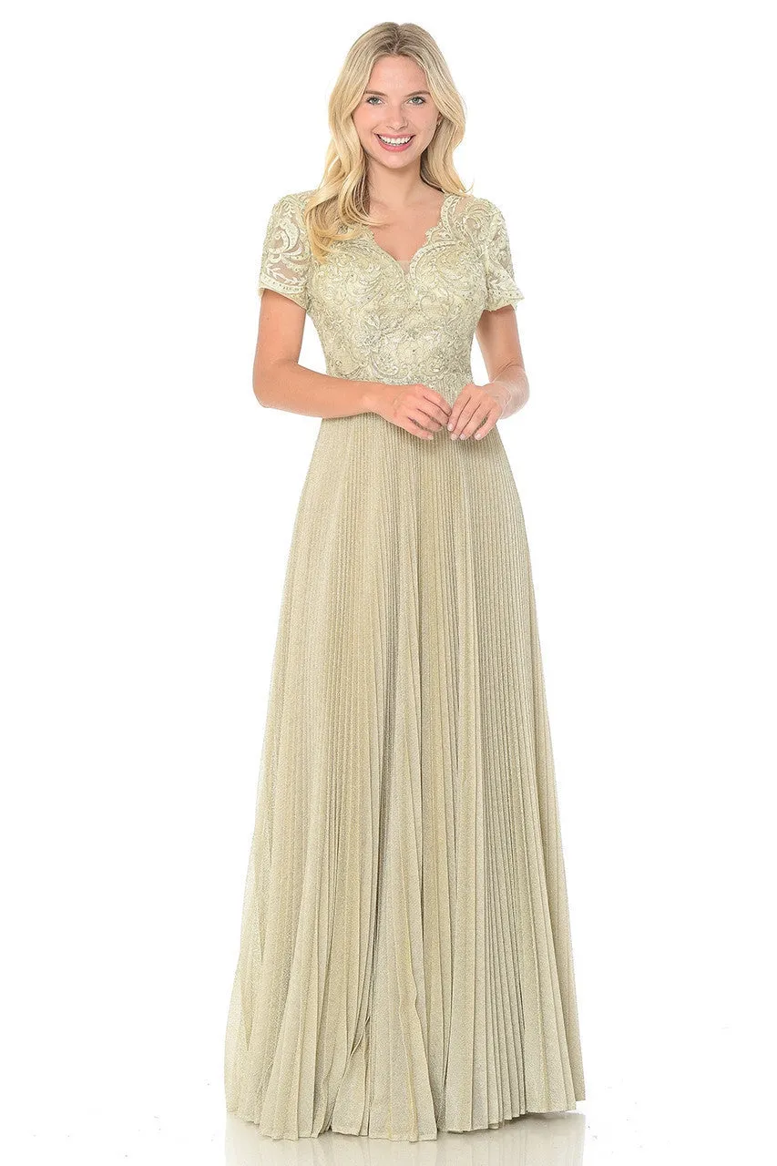 Scalloped Modest Formal Evening Dress