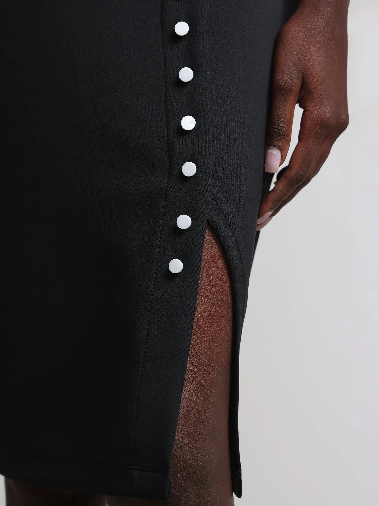 Side-Button Pencil Skirt