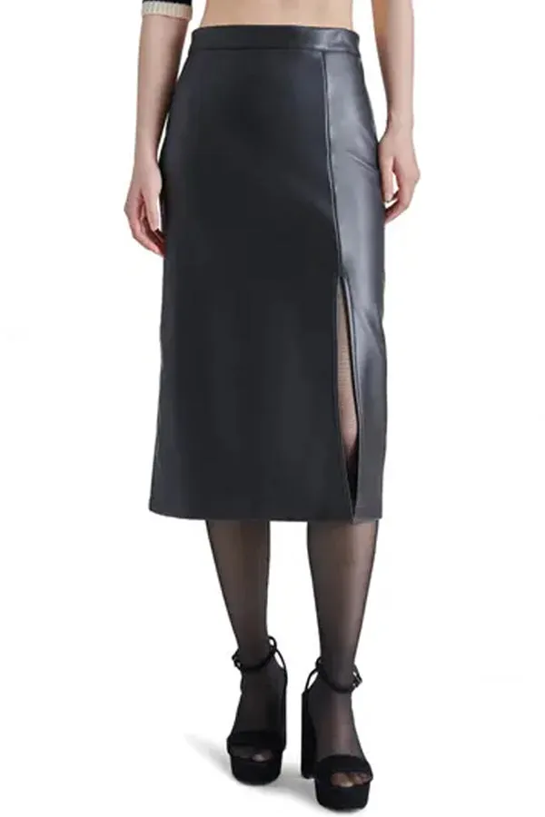 Steve Madden Amarilla Faux Leather Midi Skirt