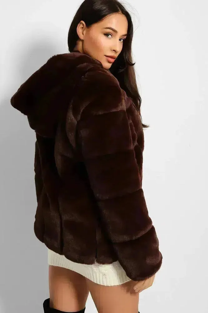 Super Soft Faux Fur Zipped Hooded Jacket