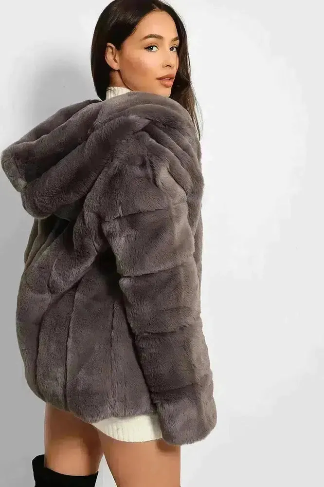 Super Soft Faux Fur Zipped Hooded Jacket