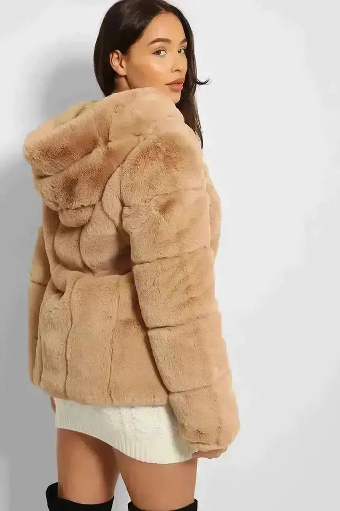 Super Soft Faux Fur Zipped Hooded Jacket