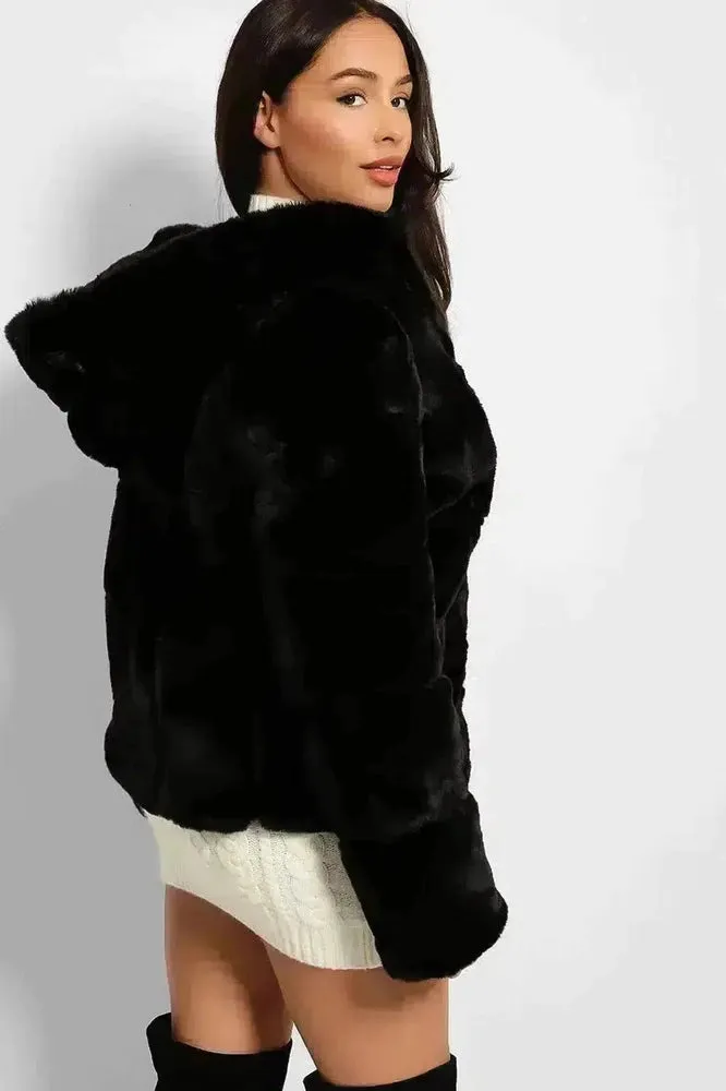 Super Soft Faux Fur Zipped Hooded Jacket