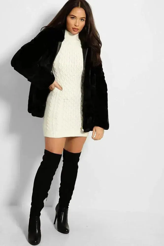 Super Soft Faux Fur Zipped Hooded Jacket